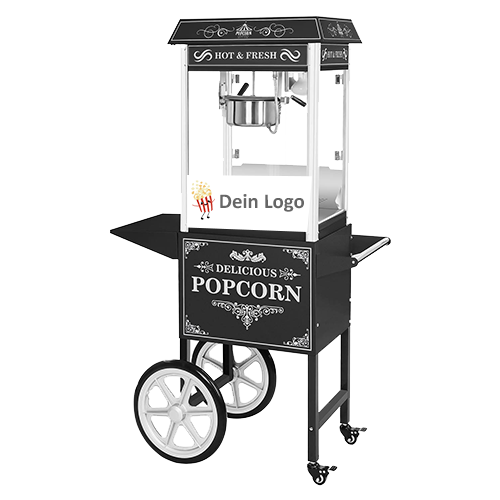 popcornmaschine schwarz mit wagen mit branding